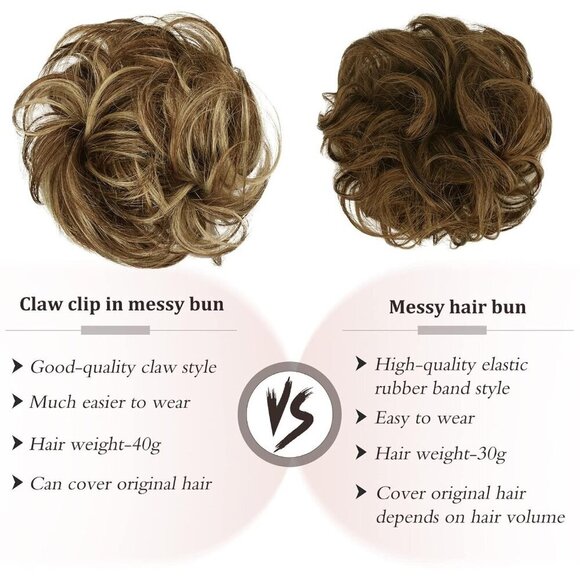 Claw Clip Bun Extension Human Hair Messy Updo Stylish Natural Look main image 4